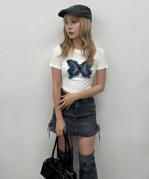 みみみ レディース Tシャツ T-ANGIE M mysty woman tシャツ アシメキャミドッキングプルオーバー