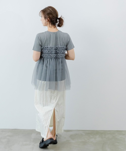 rectangle(レクタングル)の「チュールフリルドッキングTシャツ(Tシャツ/カットソー・レディース・ブラック/オフホワイト/グレー・FREE)」の16枚目の写真