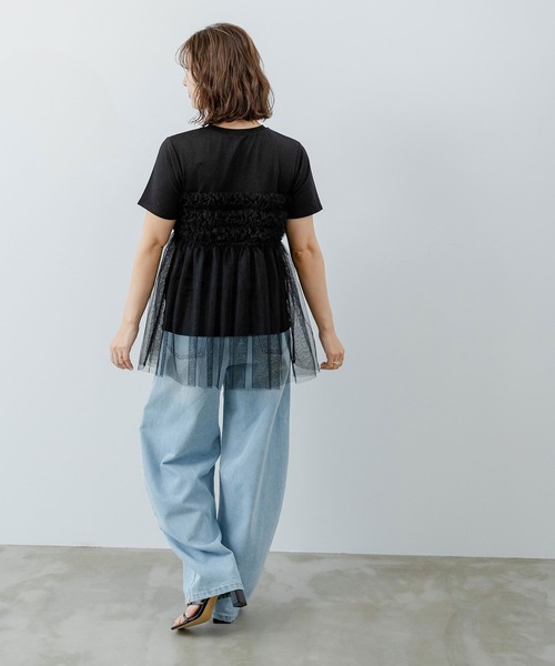 rectangle(レクタングル)の「チュールフリルドッキングTシャツ(Tシャツ/カットソー・レディース・ブラック/オフホワイト/グレー・FREE)」の13枚目の写真