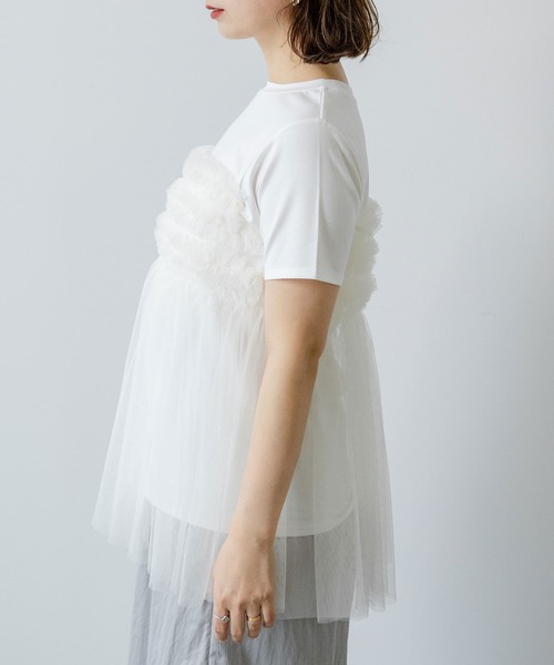 rectangle(レクタングル)の「チュールフリルドッキングTシャツ(Tシャツ/カットソー・レディース・ブラック/オフホワイト/グレー・FREE)」の20枚目の写真