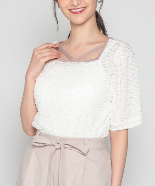 Honeys(ハニーズ)の「ホルター付きトップス(Tシャツ/カットソー・レディース・ブラック/アイボリー/ラベンダー/ホワイト・S/M/L)」の1枚目の写真