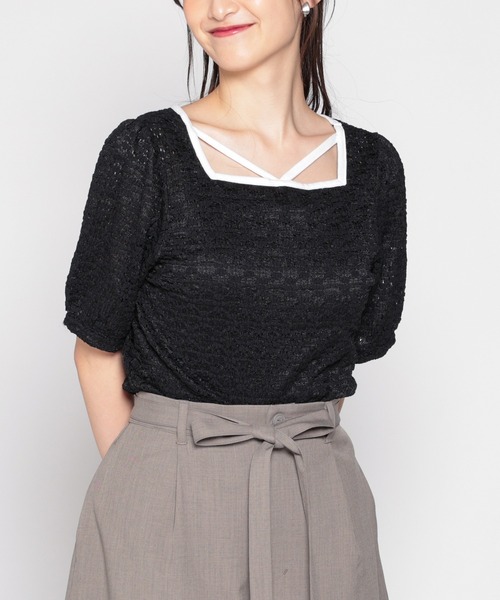 Honeys(ハニーズ)の「ホルター付きトップス(Tシャツ/カットソー・レディース・ブラック/アイボリー/ラベンダー/ホワイト・S/M/L)」の9枚目の写真