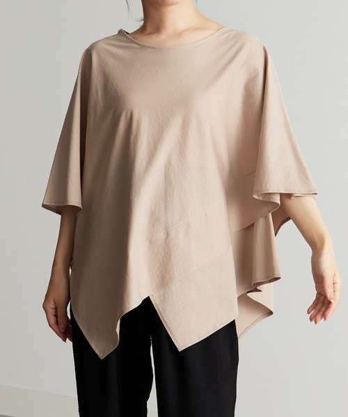 RANAN（ラナン）の「[接触冷感]スクエアヘムカットソーTシャツ（Tシャツ/カットソー・レディース・ホワイト/マスタード/ベージュ/グリーン系その他/ブラック/ブルーグレー・LL/M/L）」の4枚目の写真