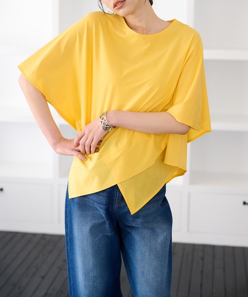 RANAN（ラナン）の「[接触冷感]スクエアヘムカットソーTシャツ（Tシャツ/カットソー・レディース・ホワイト/マスタード/ベージュ/グリーン系その他/ブラック/ブルーグレー・LL/M/L）」の17枚目の写真