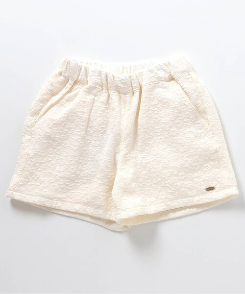 apres les cours（アプレレクール）の「ストライプ・お花ジャカードショートパンツ（その他パンツ・キッズ・ブラック/アイボリー/ストライプ・140/130/120/110/100/90/80）」の2枚目の写真