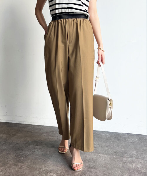 Chez toi(シェトワ)の「ウエストラメラインゴムワイドパンツ(その他パンツ・レディース・アイボリー/ブラック/キャメル・FREE)」の3枚目の写真