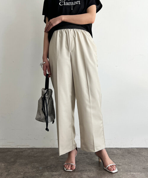 Chez toi(シェトワ)の「ウエストラメラインゴムワイドパンツ(その他パンツ・レディース・アイボリー/ブラック/キャメル・FREE)」の1枚目の写真