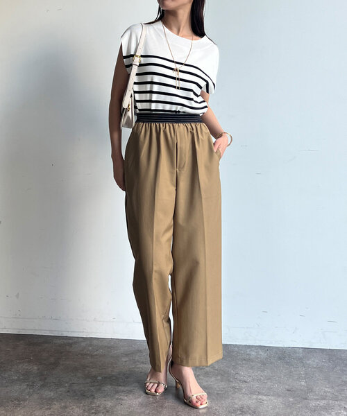 Chez toi(シェトワ)の「ウエストラメラインゴムワイドパンツ(その他パンツ・レディース・アイボリー/ブラック/キャメル・FREE)」の19枚目の写真