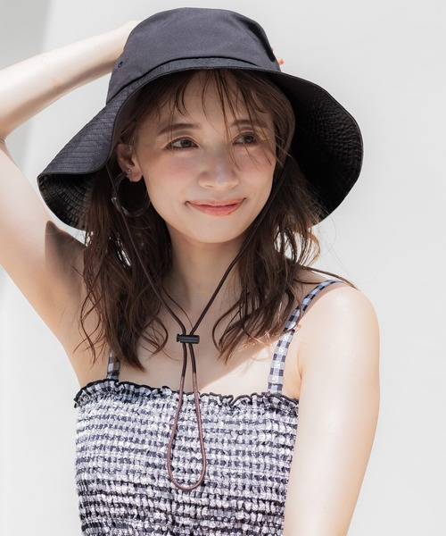 coca（coca）（コカ）の「日傘ハット UVカット 遮光 遮熱 折りたたみ（ハット・レディース・ブラック/ベージュ・ONE SIZE）」の4枚目の写真