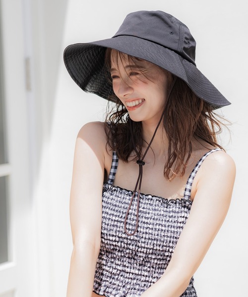 coca（coca）（コカ）の「日傘ハット UVカット 遮光 遮熱 折りたたみ（ハット・レディース・ブラック/ベージュ・ONE SIZE）」の6枚目の写真
