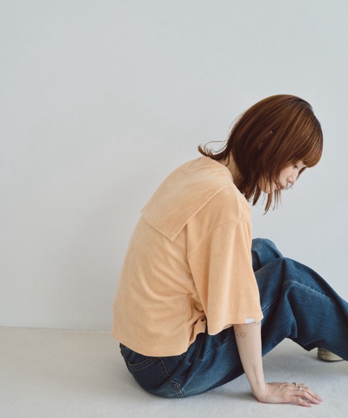 unclip（アンクリップ）の「パイルセーラートップス（Tシャツ/カットソー・レディース・ベージュ/オレンジ・FREE）」の7枚目の写真