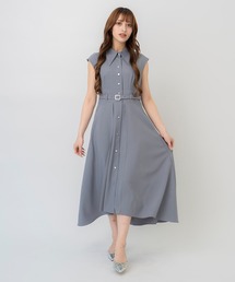 ノースリーブフレアシャツワンピース