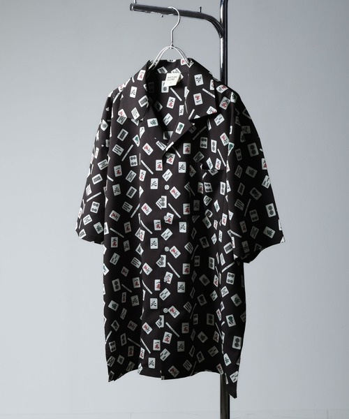 ZIP FIVE（ジップファイブ）の「【NATURE GLOBE】総柄 オープンカラー 半袖 シャツ / 柄シャツ（シャツ/ブラウス・メンズ・ブラック系/ホワイト/ライトグレー/ブラック・MEDIUM/LARGE/X-LARGE）」の3枚目の写真