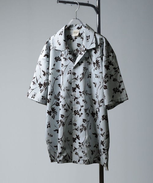 ZIP FIVE（ジップファイブ）の「【NATURE GLOBE】総柄 オープンカラー 半袖 シャツ / 柄シャツ（シャツ/ブラウス・メンズ・ブラック系/ホワイト/ライトグレー/ブラック・MEDIUM/LARGE/X-LARGE）」の4枚目の写真