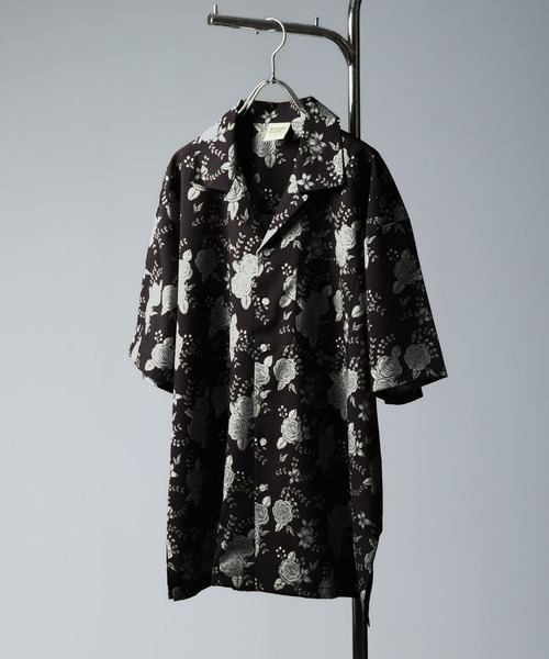 ZIP FIVE（ジップファイブ）の「【NATURE GLOBE】総柄 オープンカラー 半袖 シャツ / 柄シャツ（シャツ/ブラウス・メンズ・ブラック系/ホワイト/ライトグレー/ブラック・MEDIUM/LARGE/X-LARGE）」の2枚目の写真
