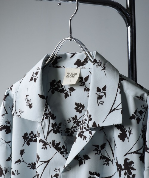 ZIP FIVE（ジップファイブ）の「【NATURE GLOBE】総柄 オープンカラー 半袖 シャツ / 柄シャツ（シャツ/ブラウス・メンズ・ブラック系/ホワイト/ライトグレー/ブラック・MEDIUM/LARGE/X-LARGE）」の18枚目の写真