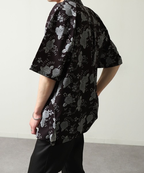 ZIP FIVE（ジップファイブ）の「【NATURE GLOBE】総柄 オープンカラー 半袖 シャツ / 柄シャツ（シャツ/ブラウス・メンズ・ブラック系/ホワイト/ライトグレー/ブラック・MEDIUM/LARGE/X-LARGE）」の7枚目の写真