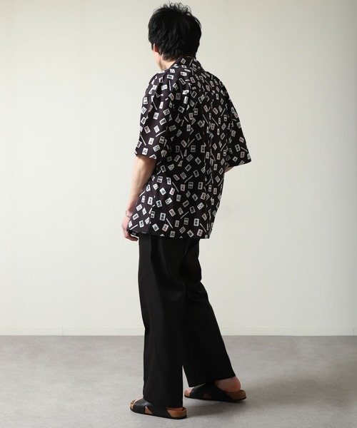 ZIP FIVE（ジップファイブ）の「【NATURE GLOBE】総柄 オープンカラー 半袖 シャツ / 柄シャツ（シャツ/ブラウス・メンズ・ブラック系/ホワイト/ライトグレー/ブラック・MEDIUM/LARGE/X-LARGE）」の12枚目の写真