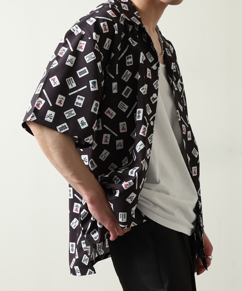 ZIP FIVE（ジップファイブ）の「【NATURE GLOBE】総柄 オープンカラー 半袖 シャツ / 柄シャツ（シャツ/ブラウス・メンズ・ブラック系/ホワイト/ライトグレー/ブラック・MEDIUM/LARGE/X-LARGE）」の14枚目の写真