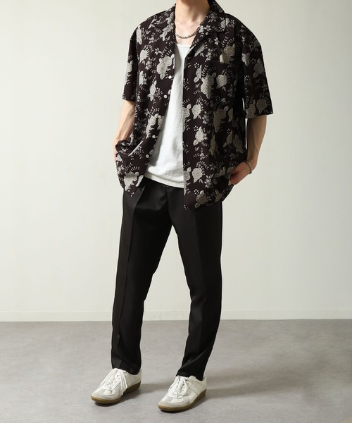 ZIP FIVE（ジップファイブ）の「【NATURE GLOBE】総柄 オープンカラー 半袖 シャツ / 柄シャツ（シャツ/ブラウス・メンズ・ブラック系/ホワイト/ライトグレー/ブラック・MEDIUM/LARGE/X-LARGE）」の15枚目の写真