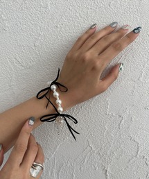 kutir | 3連リボンパールブレス(ブレスレット)