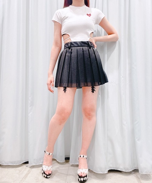 lilLilly（リルリリー）の「オーガンジーチェックプリーツスカート