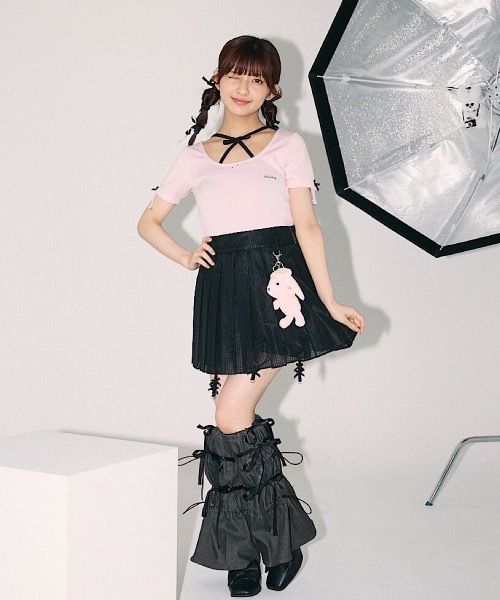 lilLilly（リルリリー）の「オーガンジーチェックプリーツスカート