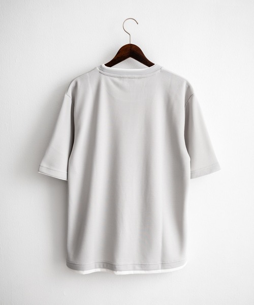 Rocky Monroe(ロッキーモンロー)の「カノコDF フェイクレイヤードクルーネック半袖Tシャツ(Tシャツ/カットソー・メンズ・アイボリー/スミクロ/ライトグレー/ネイビー/サックスブルー/オレンジ・M/L/LL)」の8枚目の写真