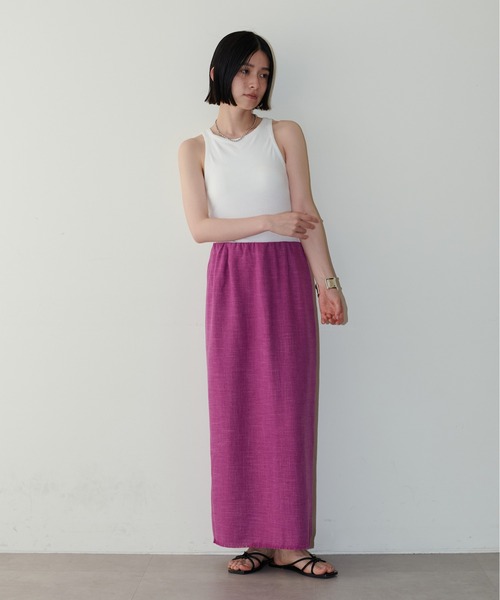 LARUTA(ラルータ)の「【LARUTA】麻調合繊ナローフリンジスカート(スカート・レディース・ピンク/ベージュ/ブラック/オレンジ・FREE)」の10枚目の写真