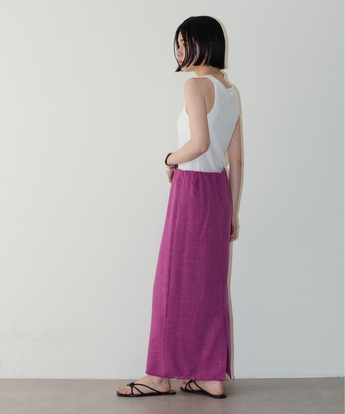 LARUTA(ラルータ)の「【LARUTA】麻調合繊ナローフリンジスカート(スカート・レディース・ピンク/ベージュ/ブラック/オレンジ・FREE)」の9枚目の写真