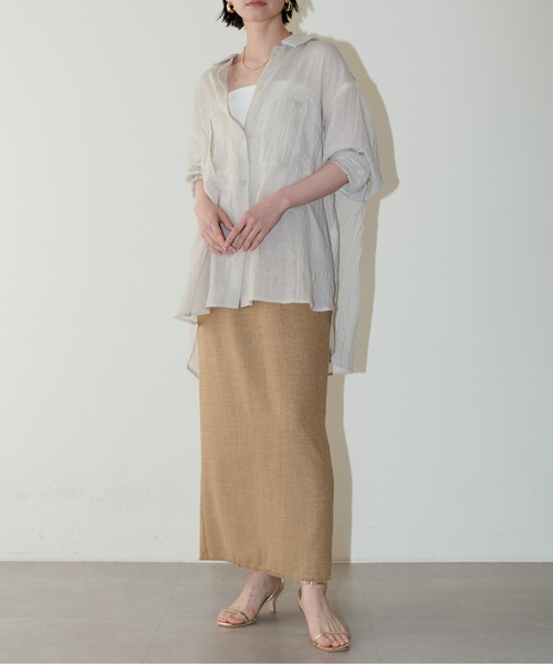 LARUTA(ラルータ)の「【LARUTA】麻調合繊ナローフリンジスカート(スカート・レディース・ピンク/ベージュ/ブラック/オレンジ・FREE)」の6枚目の写真