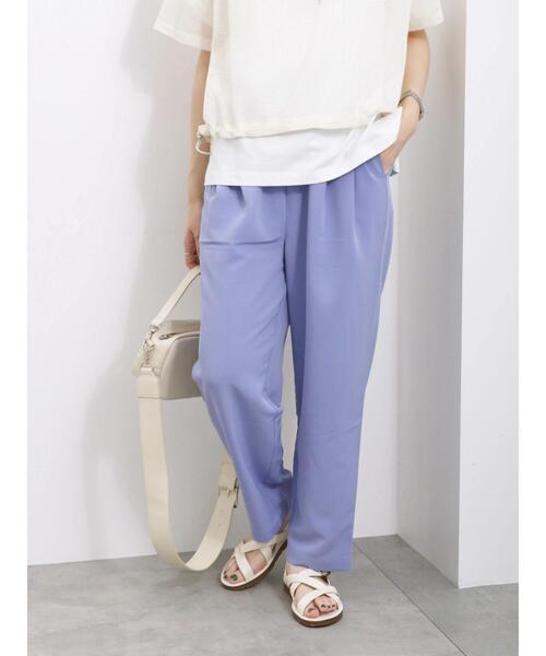 Samansa Mos2 blue（サマンサモスモスブルー）の「【接触冷感】タックイージーパンツ（その他パンツ・レディース・シルバーグレー/ブルー/カーキ/ブラック・F）」の4枚目の写真