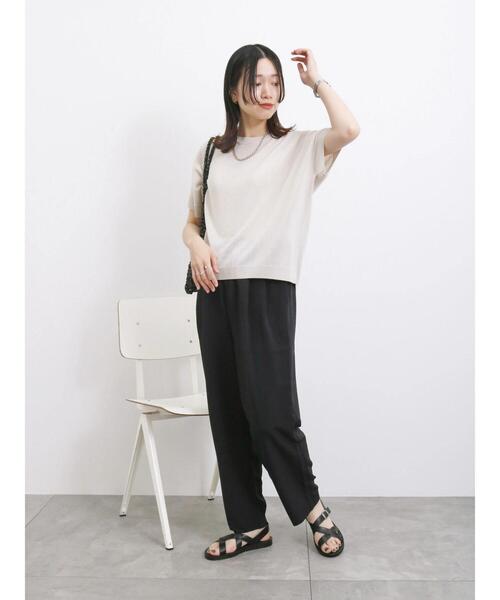 Samansa Mos2 blue（サマンサモスモスブルー）の「【接触冷感】タックイージーパンツ（その他パンツ・レディース・シルバーグレー/ブルー/カーキ/ブラック・F）」の12枚目の写真