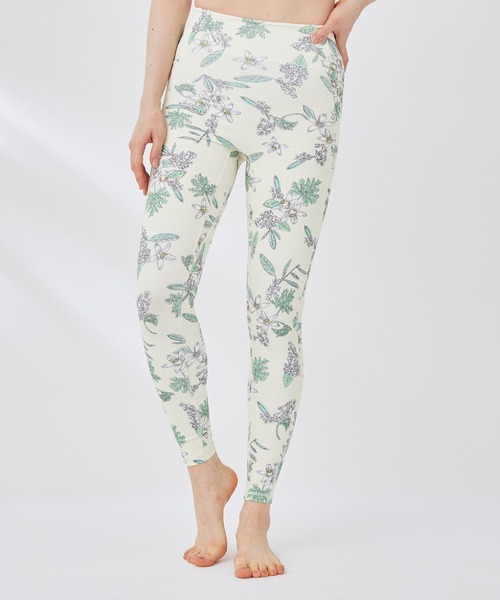 NERGY（ナージー）の「【HIBIYA-KADAN×NERGY】UV＆水陸両用 ボタニカル柄スポーツレギンス（レギンス/スパッツ・レディース・クリーム/チャコールグレー・S/M/L）」の16枚目の写真