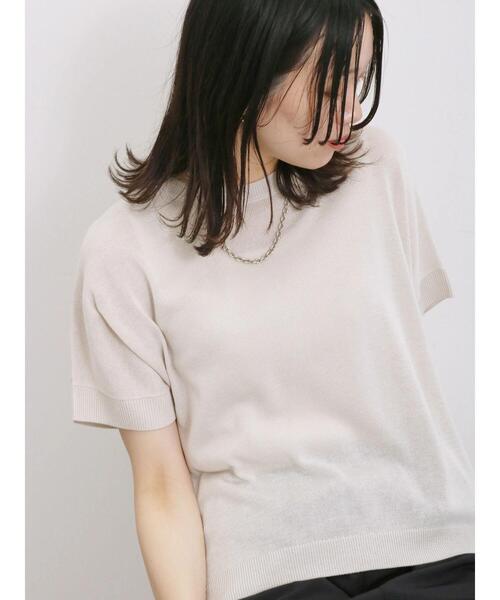 Samansa Mos2 blue（サマンサモスモスブルー）の「【マシンウォッシャブル】麻タッチニットドルマンプルオーバー（ニット/セーター・レディース・ネイビー/キナリ/ブラック・F）」の20枚目の写真