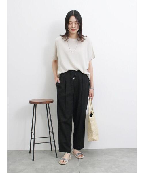 Samansa Mos2 blue（サマンサモスモスブルー）の「【マシンウォッシャブル】麻タッチニットドルマンプルオーバー（ニット/セーター・レディース・ネイビー/キナリ/ブラック・F）」の15枚目の写真