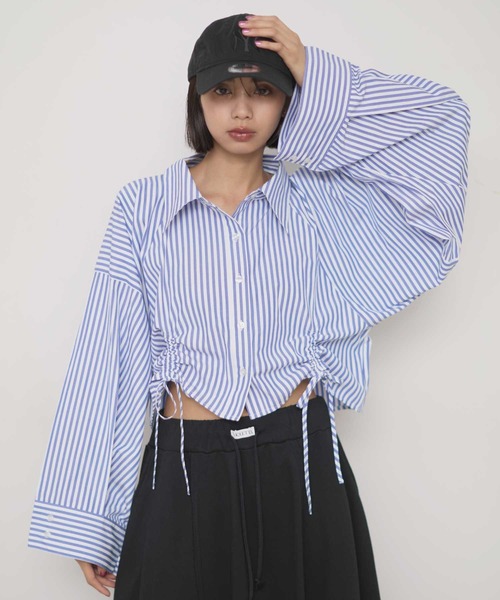 VIOLETTA（ヴィオレッタ）の「クロップドオーバーシャツ（シャツ/ブラウス・レディース・グレー/ベージュ/アイボリー/ネイビー・FREE）」の14枚目の写真