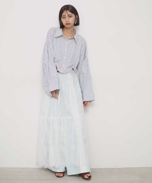 VIOLETTA クロップドオーバーシャツ VIOLETTA ブラウス シャツ クロップドオーバーシャツ レディース
