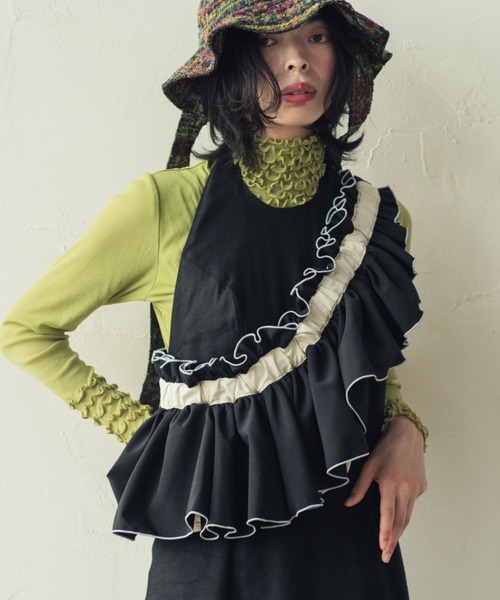 ORIENT MILLINERY DORA【ドーラ】Frilled Bag 黒 DŌRA MÖRA | Versatile Ruffled Bag - LAMP BLACK | ORIENT MILLINERY
