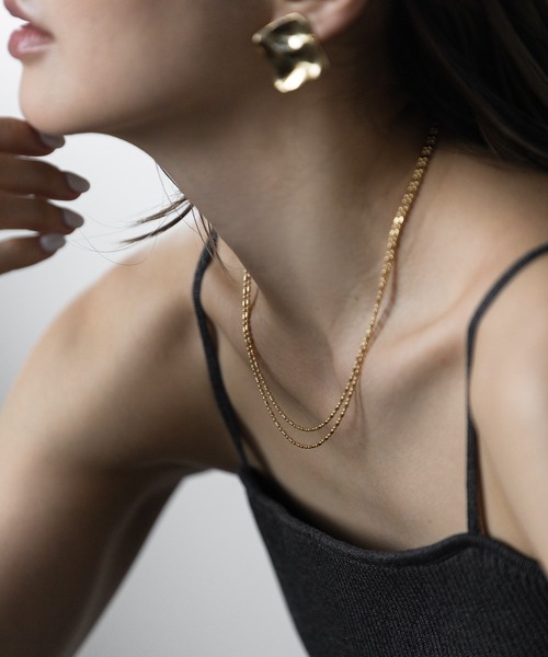 Bonjour Sagan（ボンジュールサガン）の「ミックスカットボール二連ネックレス（ネックレス・レディース・ゴールド・FREE）」の3枚目の写真