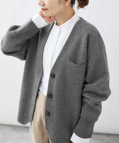 セール】wool ダブルフェイスニットカーディガン（カーディガン/ボレロ
