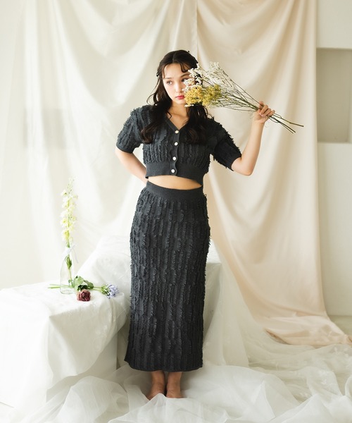 fupel（フぺル）の「【SET】jacquard fringe knit setup / ジャガード