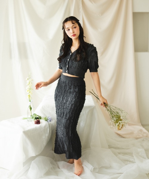 fupel（フぺル）の「【SET】jacquard fringe knit setup