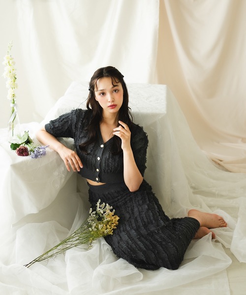 fupel（フぺル）の「【SET】jacquard fringe knit setup