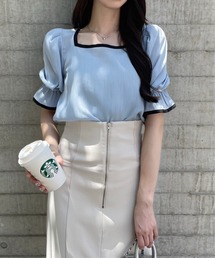 clear | 配色キャンディースリーブブラウス［オフィスカジュアル 着回し抜群 大人］≪再入荷≫(シャツ/ブラウス)