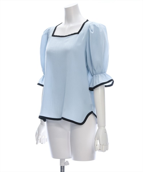 clear（クリア）の「配色キャンディースリーブブラウス［オフィスカジュアル 着回し抜群 大人］≪再入荷≫（シャツ/ブラウス・レディース・ブラック/ブルーグレー/アイボリー・F）」の11枚目の写真