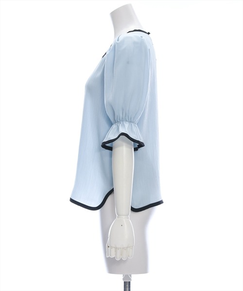 clear（クリア）の「配色キャンディースリーブブラウス［オフィスカジュアル 着回し抜群 大人］≪再入荷≫（シャツ/ブラウス・レディース・ブラック/ブルーグレー/アイボリー・F）」の12枚目の写真