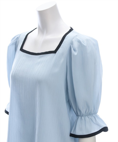 clear（クリア）の「配色キャンディースリーブブラウス［オフィスカジュアル 着回し抜群 大人］≪再入荷≫（シャツ/ブラウス・レディース・ブラック/ブルーグレー/アイボリー・F）」の16枚目の写真