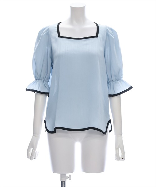 clear（クリア）の「配色キャンディースリーブブラウス［オフィスカジュアル 着回し抜群 大人］≪再入荷≫（シャツ/ブラウス・レディース・ブラック/ブルーグレー/アイボリー・F）」の4枚目の写真