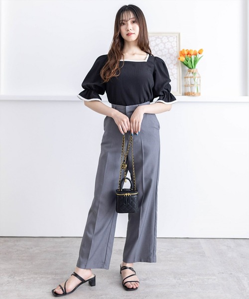 clear（クリア）の「配色キャンディースリーブブラウス［オフィスカジュアル 着回し抜群 大人］≪再入荷≫（シャツ/ブラウス・レディース・ブラック/ブルーグレー/アイボリー・F）」の10枚目の写真